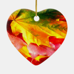 Herbstblätter Personalisieren Sie es Gelb, Rot, Gr Keramik Ornament
