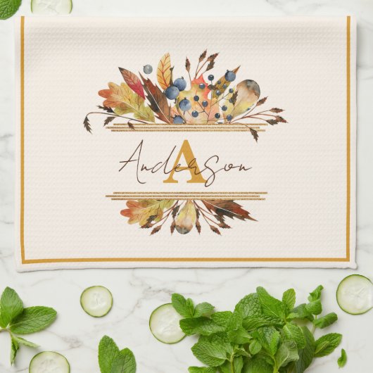Herbstblätter personalisiert geschirrtuch (Gefaltet)