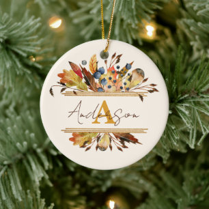 Herbstblätter personalisiert keramik ornament
