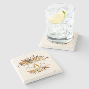 Herbstblätter personalisiert steinuntersetzer