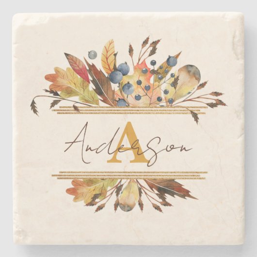 Herbstblätter personalisiert steinuntersetzer (Vorderseite)