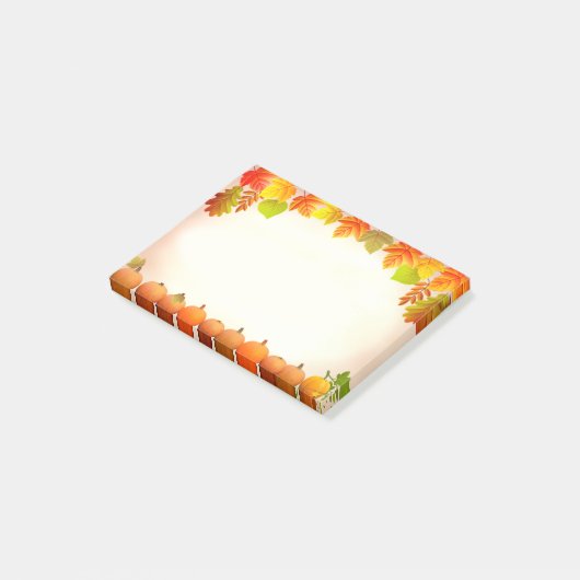 Herbstblätter & Pumpkins auf Rollen Post-it Klebezettel (angewinkelt)