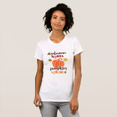 Herbstblätter & Pumpkins Bitte T - Shirt der Frau (Vorne ganz)