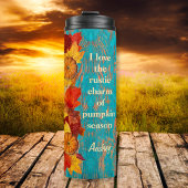 Herbstblätter & Pumpkins rustikales inspirierendes Thermosbecher