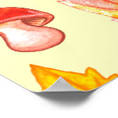 Herbstblätter: Retro-Tapete mit Aquarellfarbe Poster (Ecke)