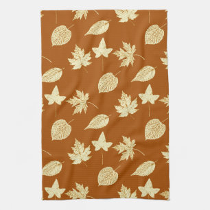 Herbstblätter - Rostbraun und Sahne Küchentuch