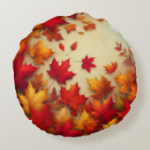 Herbstblätter Rundes Kissen (Rückseite)