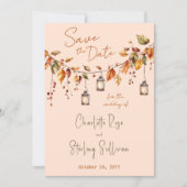 Herbstblätter Rustikale Wasserfarbe Elegante Hochz Save The Date (Vorderseite)