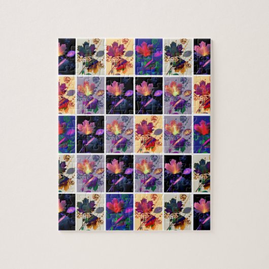 Herbstblätter Rustikales Patchwork-Quilt Collage Puzzle (Vertikal)