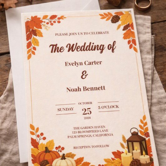 Herbstblätter Saisonale Hochzeit Charm Einladung