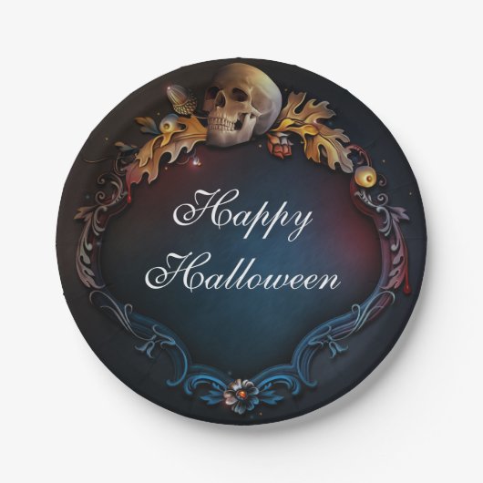 Herbstblätter & Schädel Fall Halloween-Party Pappteller (Vorderseite)