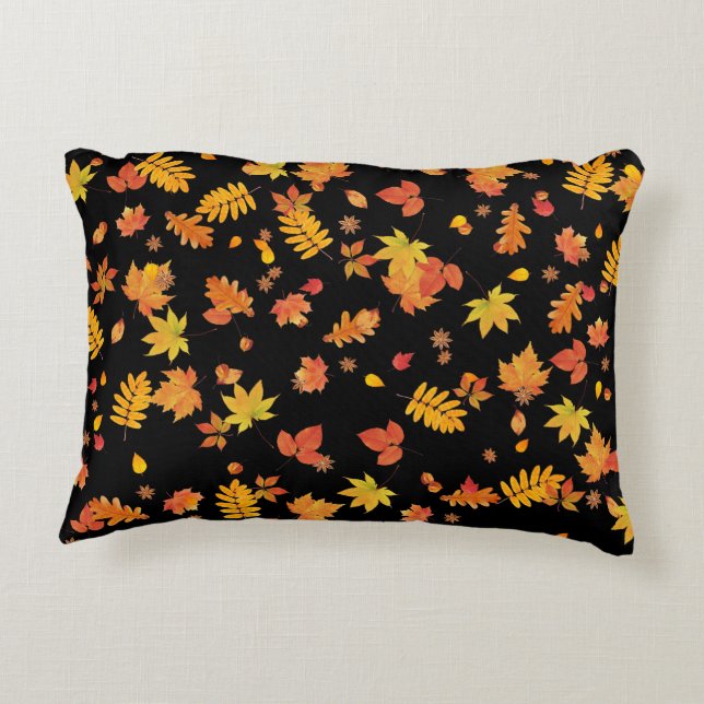 Herbstblätter (schwarz) dekokissen (Rückseite)