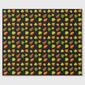 Herbstblätter schwarz geschenkpapier (Flach)