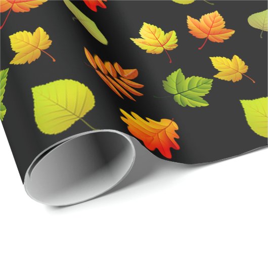 Herbstblätter schwarz geschenkpapier (Rolleneckpunkt)