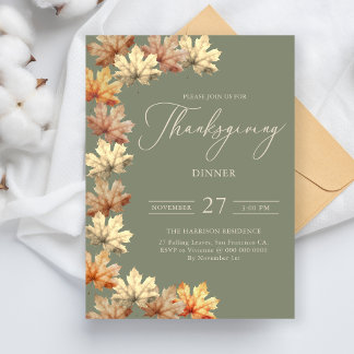 Herbstblätter Thanksgiving-Dinner Einladung