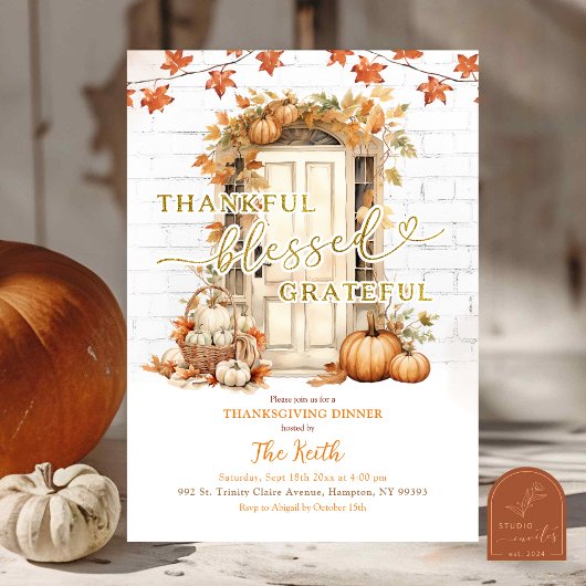 Herbstblätter Thanksgiving-Party Einladung