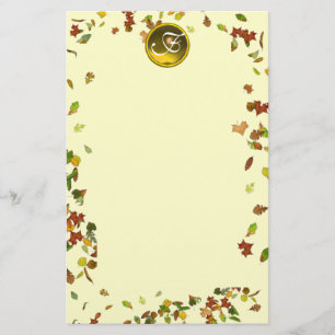 HERBSTBLÄTTER TOPAS-EDELSTEIN MONOGRAMM BRIEFPAPIER