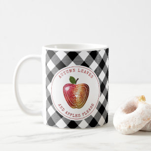 Herbstblätter und Äpfel Bitte Kariert Kaffeetasse
