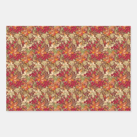 Herbstblätter und Beeren Geschenkpapier Set (Vorderseite 3)