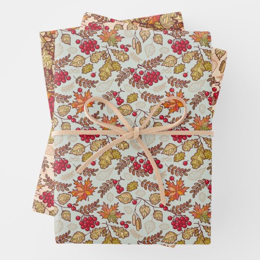 Herbstblätter und Beeren Geschenkpapier Set (Beispiel)