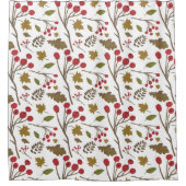 Herbstblätter und Beeren rustikales Muster Duschvorhang (Vorderseite)