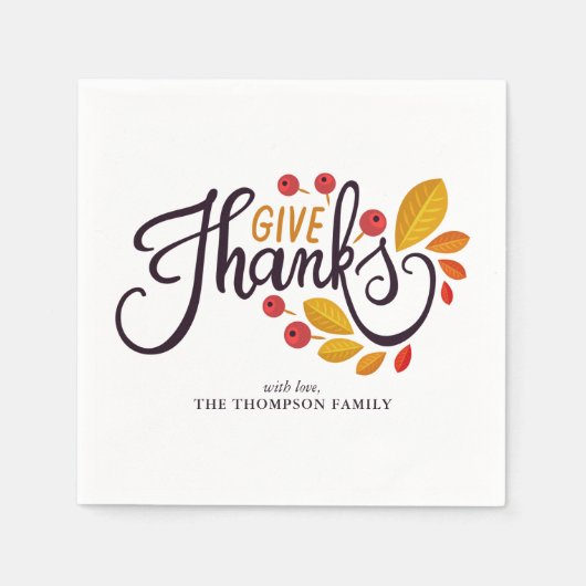 Herbstblätter und Berries Erntedank Serviette (Vorderseite)