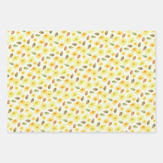 Herbstblätter und Blume, Blütenfallen Geschenkpapier Set (Vorderseite)