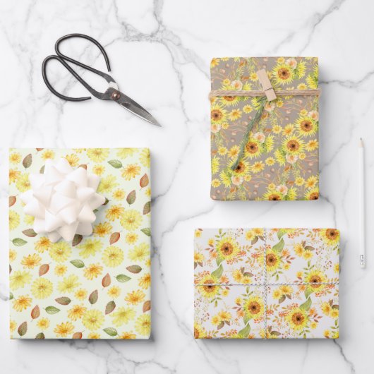 Herbstblätter und Blume, Blütenfallen Geschenkpapier Set (Vorderseite)