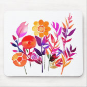 Herbstblätter und Blume in Aquarellweiß Mousepad (Vorne)