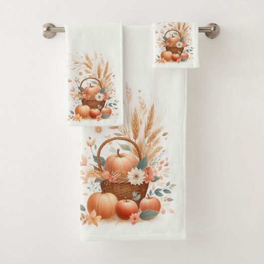 Herbstblätter und Blume mit Pumpkins und Apple Badhandtuch Set (Insitu)