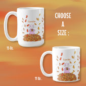 Herbstblätter und elegante Katze Personalisierter  Kaffeetasse