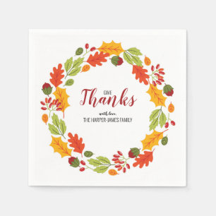 Herbstblätter und Erntedank-Abendessen Serviette