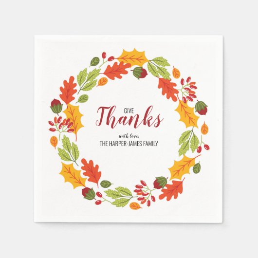 Herbstblätter und Erntedank-Abendessen Serviette (Vorderseite)