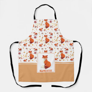 Herbstblätter und Fuchs-Muster mit individuellem N Schürze