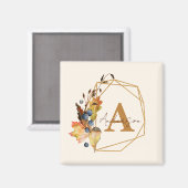 Herbstblätter und Goldrahmen personalisiert Magnet (Vorderseite/Rückseite)
