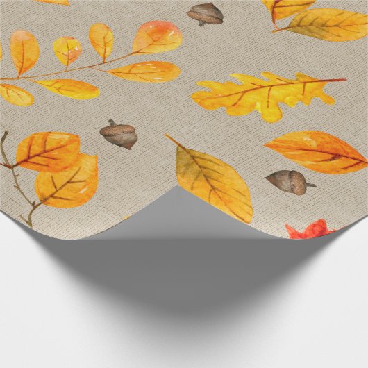 Herbstblätter und -horn geschenkpapier (Ecke)