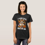 Herbstblätter und Kätzchen für Katzenmutter Ich li T-Shirt (Vorne ganz)