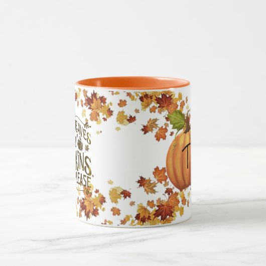 Herbstblätter und Kürbis, bitte monogramm Kürbis Tasse (Zentrum)
