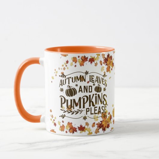 Herbstblätter und Kürbis, bitte monogramm Kürbis Tasse (Links)