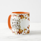 Herbstblätter und Kürbis, bitte monogramm Kürbis Tasse (Vorderseite Links)