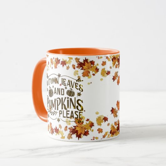 Herbstblätter und Kürbis, bitte monogramm Kürbis Tasse (Vorderseite Links)