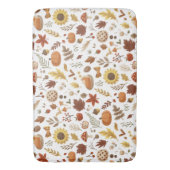 Herbstblätter und Kürbis im weißen Erntedank Badematte (Vorderseite Vertikal)