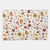 Herbstblätter und Kürbis im weißen Erntedank Geschirrtuch (Horizontal)