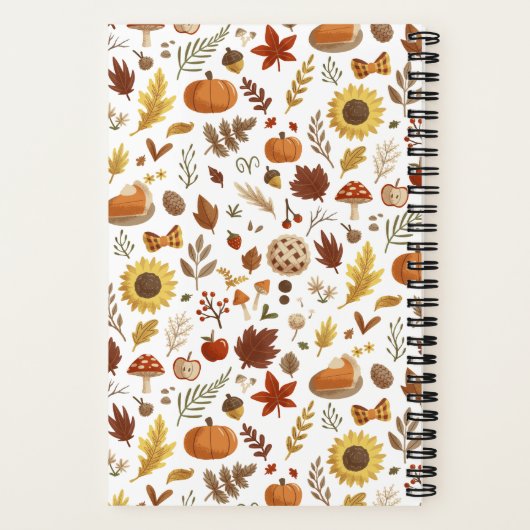 Herbstblätter und Kürbis im weißen Erntedank Notizblock (Rückseite)