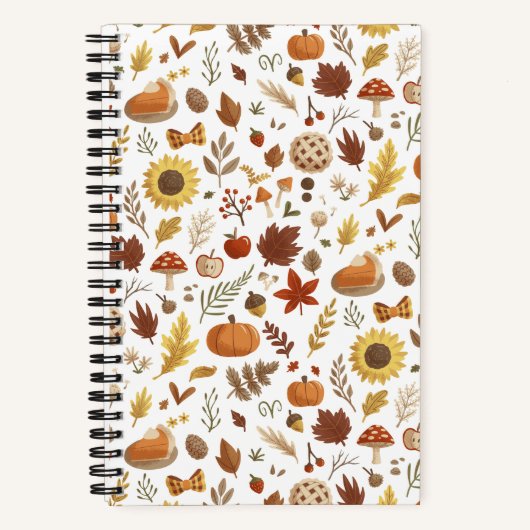Herbstblätter und Kürbis im weißen Erntedank Notizblock (Vorderseite)
