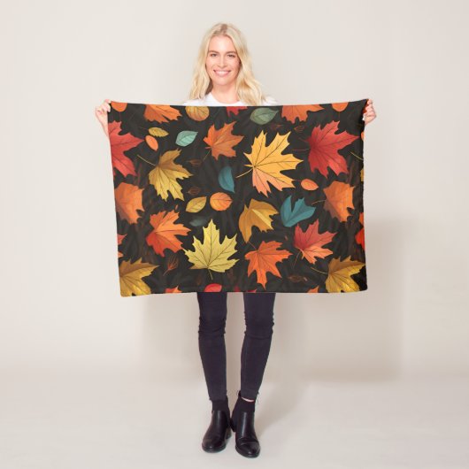 Herbstblätter und Kürbismuster Fleecedecke (Beispiel)
