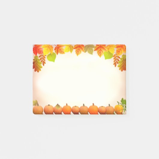 Herbstblätter und Kürbisse auf Rolle Post-it Klebezettel (Vorderseite)