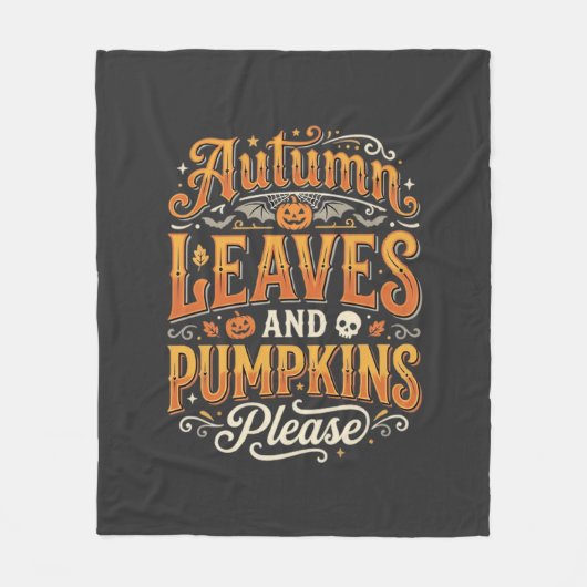 Herbstblätter und Kürbisse bitte Halloween-Design Fleecedecke (Vorderseite)