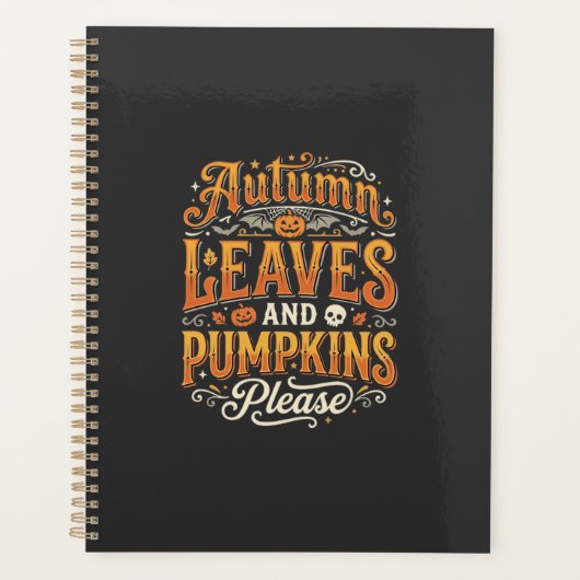 Herbstblätter und Kürbisse bitte Halloween-Design Planer (Vorderseite)