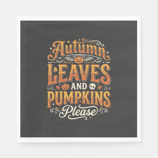 Herbstblätter und Kürbisse bitte Halloween-Design Serviette (Vorderseite)